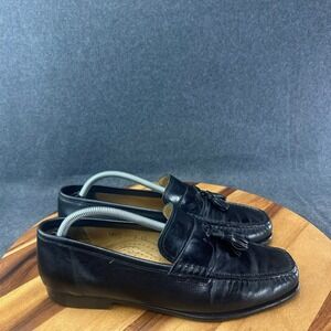 Santoni Mens 1803 Black Leather Tassel Loafers Made in Italy Size 10 D